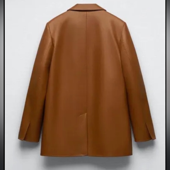 Zara Faux Leather Double Breasted Blazer - Picture 7 of 15